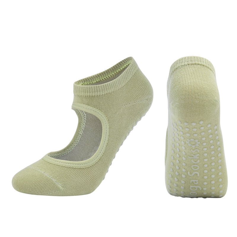 Women High Quality Pilates Socks Anti-Slip Breathable Backless Yoga Socks Ladies Ballet Dance Sports Socks for Fitness Gym