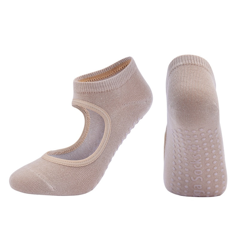 Women High Quality Pilates Socks Anti-Slip Breathable Backless Yoga Socks Ladies Ballet Dance Sports Socks for Fitness Gym