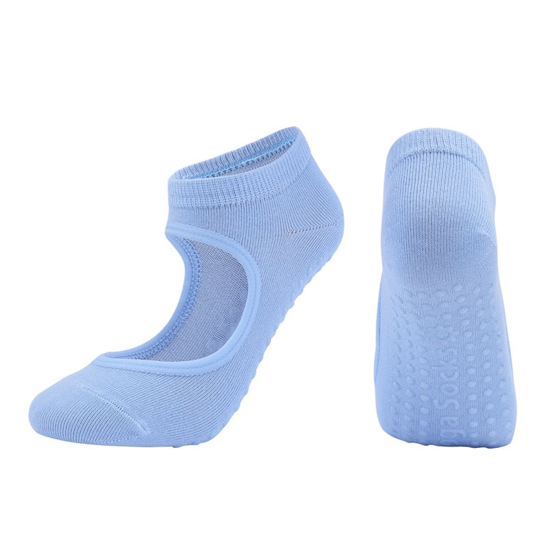 Women High Quality Pilates Socks Anti-Slip Breathable Backless Yoga Socks Ladies Ballet Dance Sports Socks for Fitness Gym
