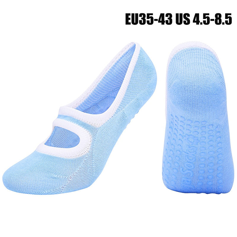 Women High Quality Pilates Socks Anti-Slip Breathable Backless Yoga Socks Ladies Ballet Dance Sports Socks for Fitness Gym