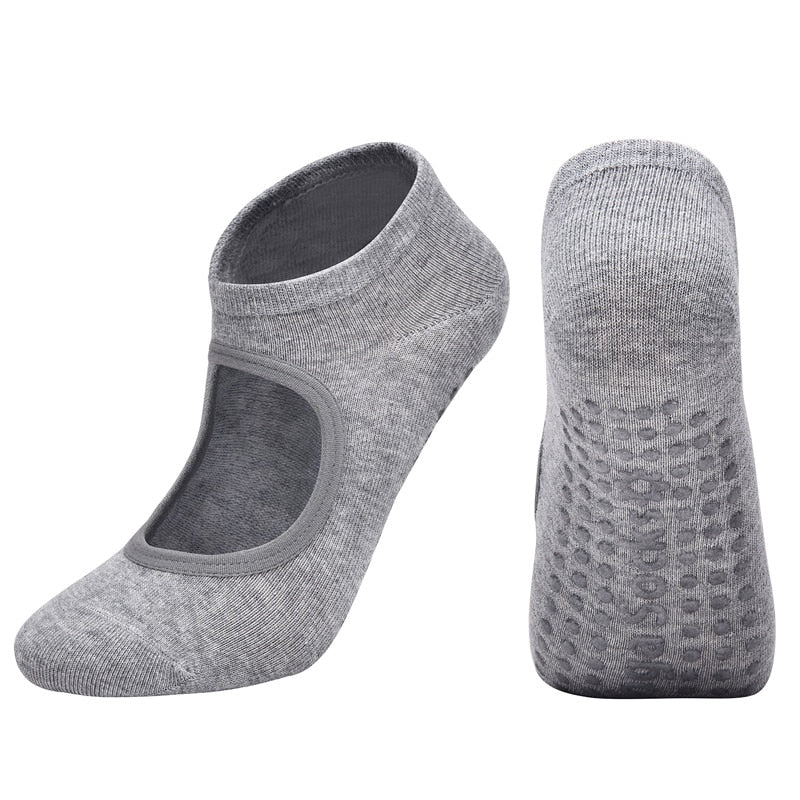Women High Quality Pilates Socks Anti-Slip Breathable Backless Yoga Socks Ladies Ballet Dance Sports Socks for Fitness Gym