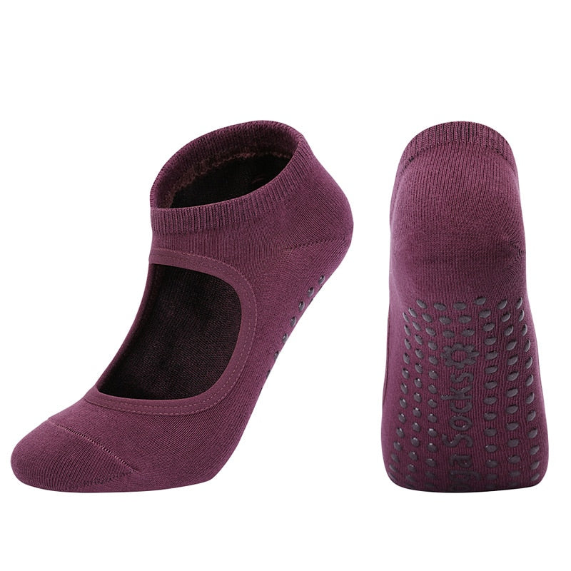 Women High Quality Pilates Socks Anti-Slip Breathable Backless Yoga Socks Ladies Ballet Dance Sports Socks for Fitness Gym