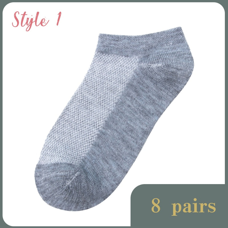 8 Pairs Lot Solid Mesh Women's Short Socks Invisible Ankle Socks Pack Ladies Spring Summer Breathable Thin Boat Socks Set