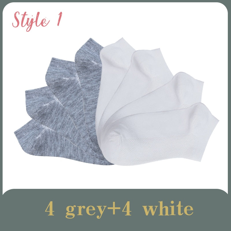 8 Pairs Lot Solid Mesh Women's Short Socks Invisible Ankle Socks Pack Ladies Spring Summer Breathable Thin Boat Socks Set