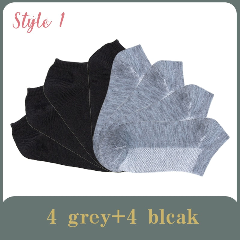 8 Pairs Lot Solid Mesh Women's Short Socks Invisible Ankle Socks Pack Ladies Spring Summer Breathable Thin Boat Socks Set
