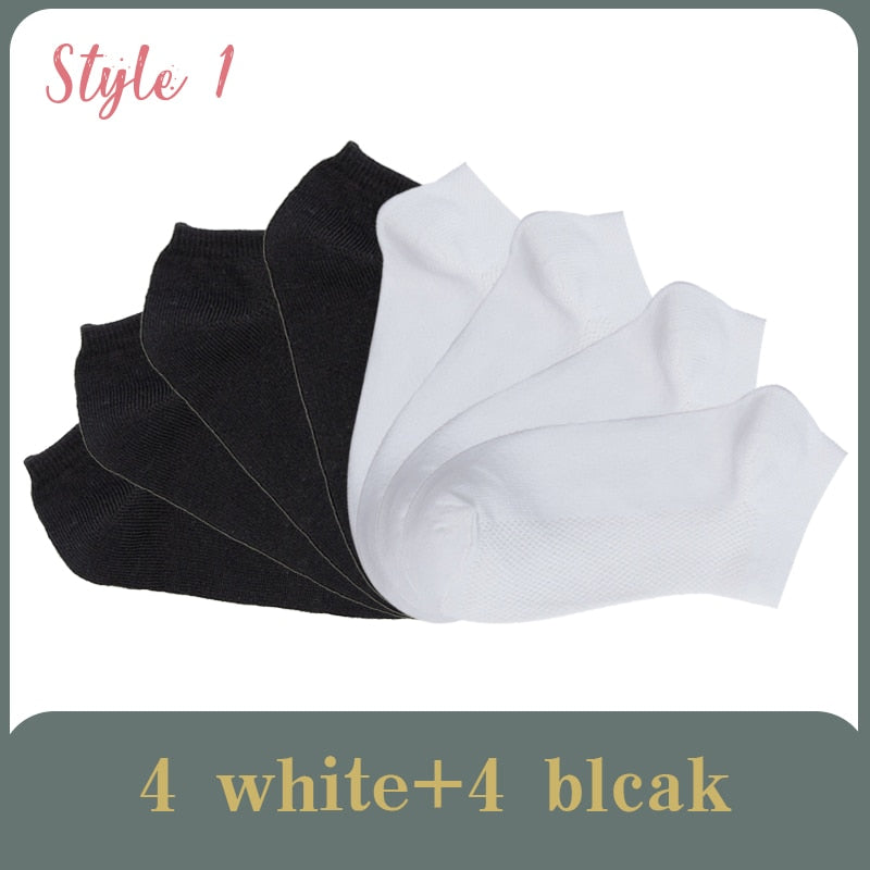 8 Pairs Lot Solid Mesh Women's Short Socks Invisible Ankle Socks Pack Ladies Spring Summer Breathable Thin Boat Socks Set