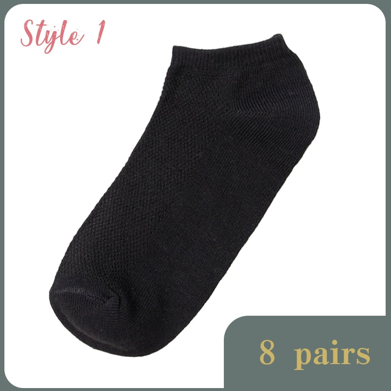 8 Pairs Lot Solid Mesh Women's Short Socks Invisible Ankle Socks Pack Ladies Spring Summer Breathable Thin Boat Socks Set