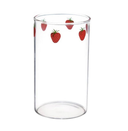 300ml Strawberry Cute Glass Cup With Straw Creative Transparent Water Cup Student Milk Heat Resistant Glass Nana