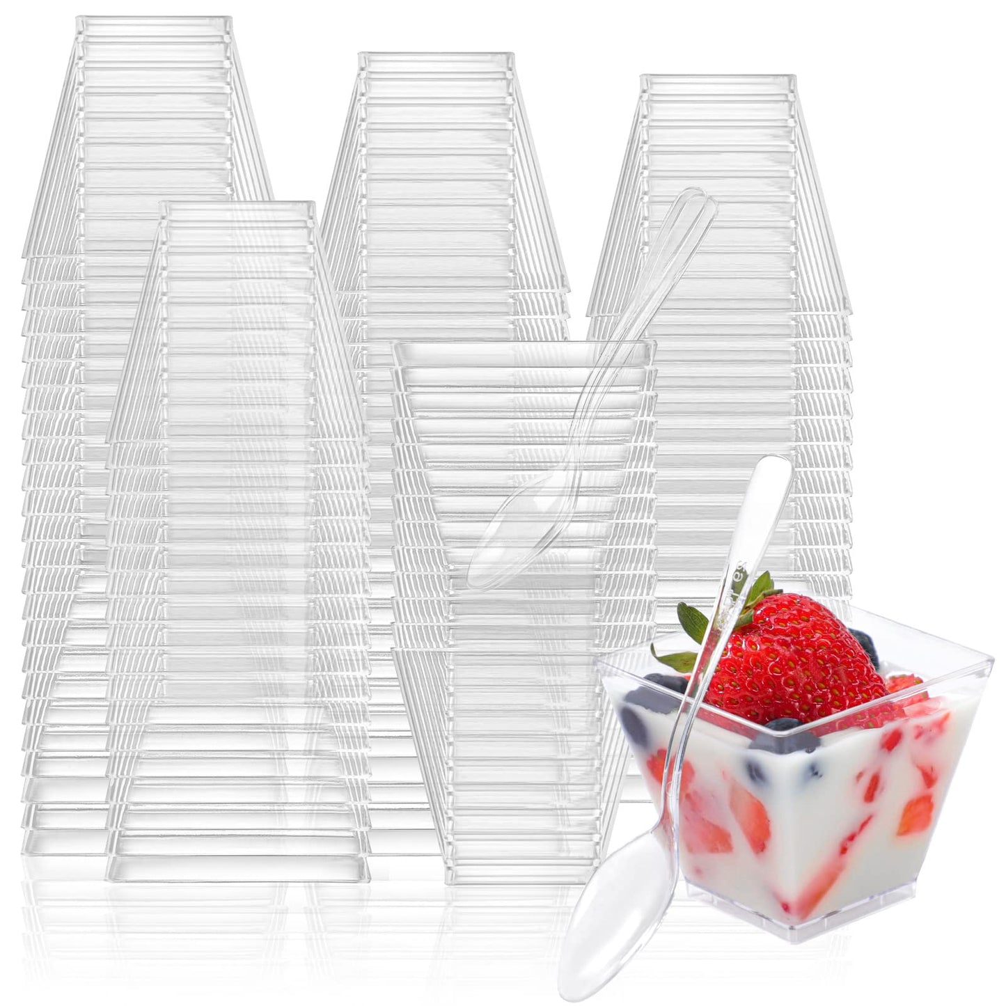 Mini Dessert Cups For Party Small Plastic Dessert Cups Disposable Dessert Shooter Cups for Pudding Fruit Ice Cream