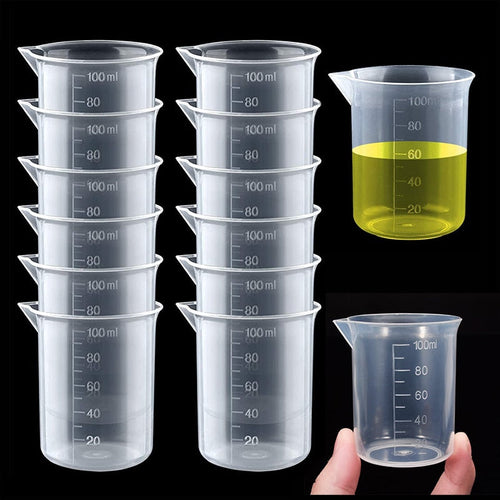 100ml Measuring Cup Transparent Scale Plastic Measuring Cup  Lab Chemical Measuring Cup Without Handle Kitchen Bar Supplies